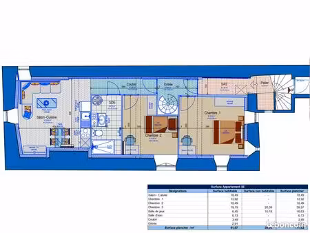 t4 en duplex – 81 m² habitable – vieux chaumont