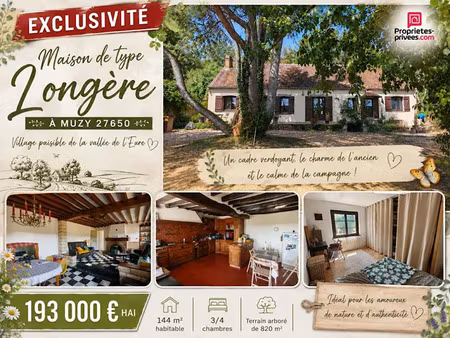 vente maison 7 pièces 144 m² à muzy (27650)  193 000 €