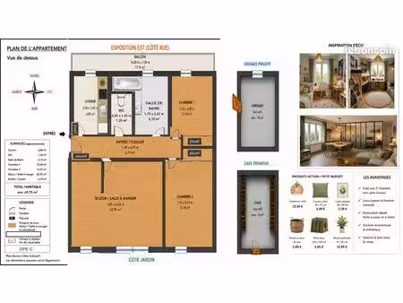 appartement t3 évolutif en t4 – 69 75 m² – balcon 17 16 m² – dpe c – cave – grenier