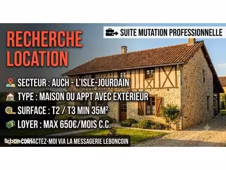 location appartement / maison – secteur auch / l'isle-jourdain (mutation)