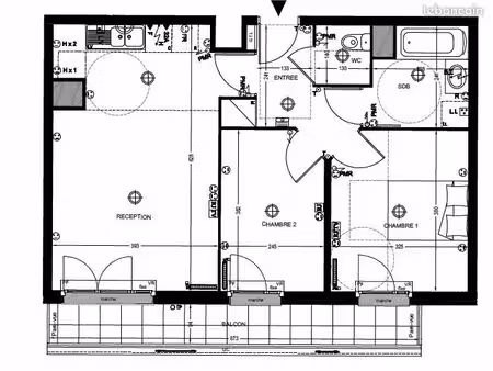 f3 59 m² avec balcon et parking