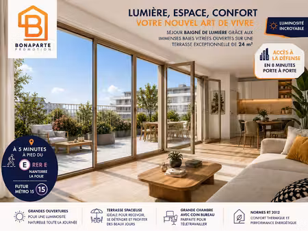 vente appartement 2 pièces 49 m² à nanterre (92000)  348 000 €