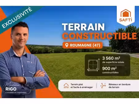 vente terrain 3560 m² roumagne (47800)