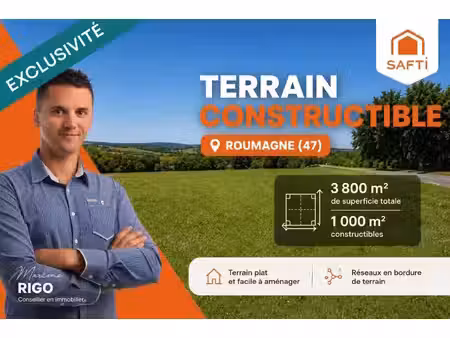 vente terrain 3800 m² roumagne (47800)