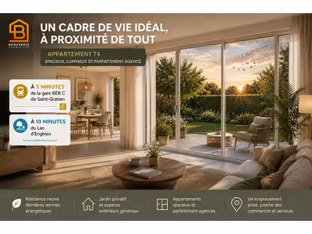vente appartement 4 pièces 69 m² à saint-gratien (95210)  293 000 €