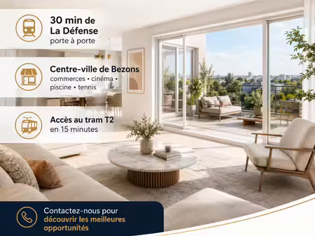 vente appartement 2 pièces 51 m² bezons (95870)