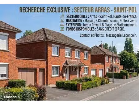 maison 3 chambres min. avec jardin et parking - secteur saint-pol - sans crédit / fonds pr