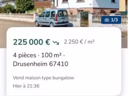 vend maison type bungalow