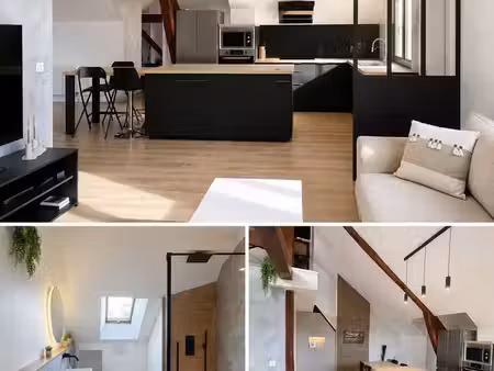 superbe t2 de 58 m² entièrement rénové – toit cathédrale – mezzanine – 2 parkings – aucun 