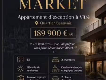 vente appartement 3 pièces à vitré pavillon-maisons rouges (35500) : à vendre 3 pièces / 6