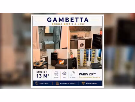 vente appartement 1 pièce 13 m² à paris 20ème (75020)  135 000 €