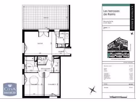 location appartement 3 pièces 68m² reims 51100