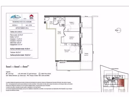 t3 neuf  appartement vefa  sisteron 04200 3 pièce(s) 61.83m2 + terrasse de 40m²   lot 203.