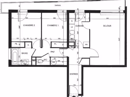 location appartement 3 pièces 64m² reze 44400