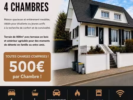 grande maison avec exterieur pour location ou colocation (5min gare - 10 min centre ville 