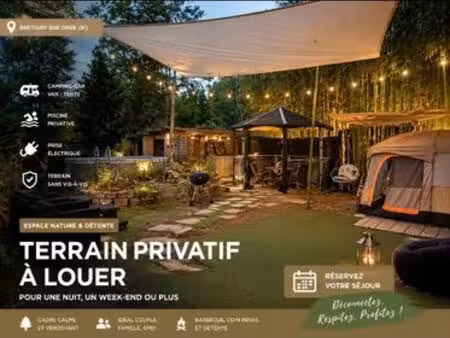 terrain privé à louer – piscine • nature • détente • camping