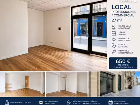 local professionnel / commercial 27 m² – centre-ville de libourne