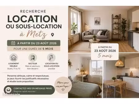 recherche location / sous-location à metz – 5 mois