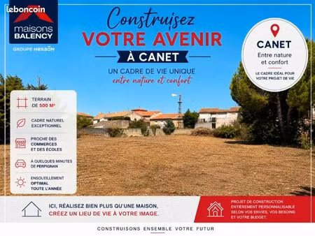 terrain 500 m² canet