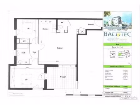 quartier ovalie - résidence zen park appt t3  69 m2 avec terrasse et garage