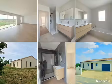 maison neuve de plain-pied 104 m² - 3 ch - jardin & garage - frozes 86190
