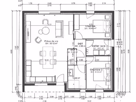 maison 3 pièces 69 m²