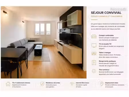 location meublée premium - idéale pour jeune actif ou étudiant - nanterre / proche la défe
