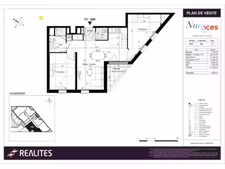 location appartement 3 pièces 61 m² à tours (37100)