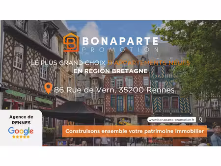 vente appartement 2 pièces 45.79 m² à rennes (35000)  184 000 €