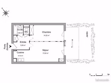 appartement 2 pièces 46 m²