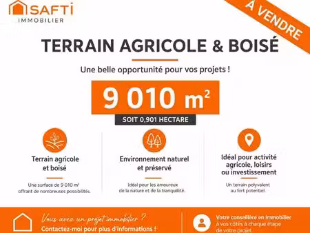 terrain agricole et boisé de 9010m²