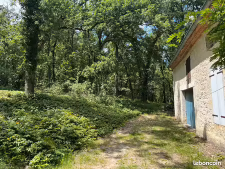 belle maison gersoise en pierre dans un bois