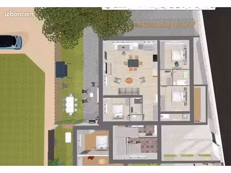 vend t4 de 102m2 avec terrasse  jardin et 2 garages  proche centre-ville