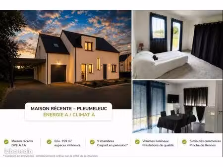 ? pleumeleuc – maison contemporaine récente – 5 chambres – dpe a/a – 369 000