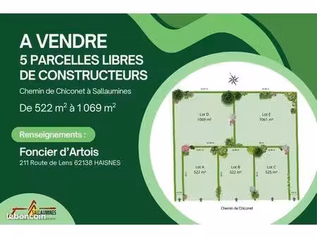 5 terrains viabilisés à vendre à sallaumines