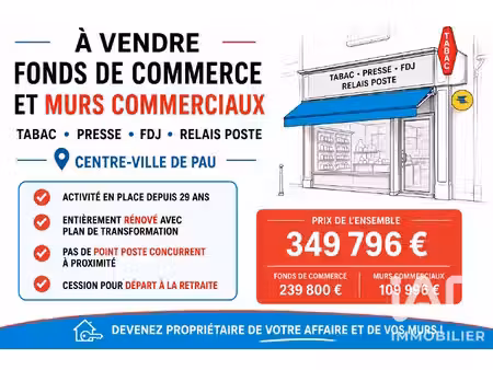 vente boutique/local commercial 36 m²