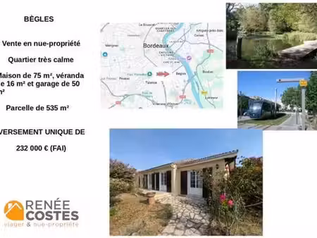 vente en nue propriété - h88 ans - begles (33130)