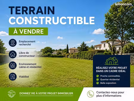 vente de terrain constructible de 270m2