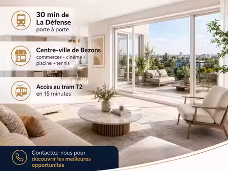vente appartement 2 pièces 51 m² bezons (95870)
