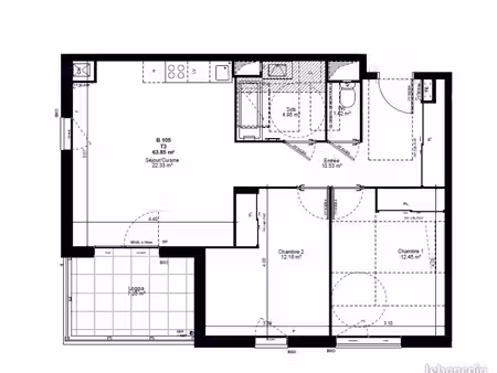 appartement 3 pièces 63 m²