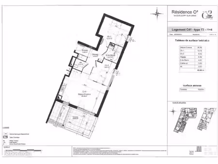 appartement 3 pièces 65 m²