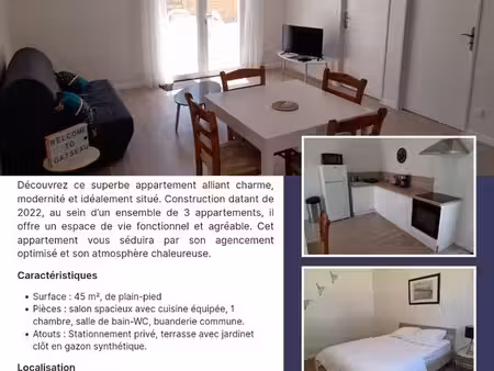 appartement meublé à louer