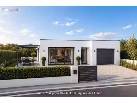 projet maison + terrain à villeneuve-lès-bouloc : maison de 80 m² moderne avec garage