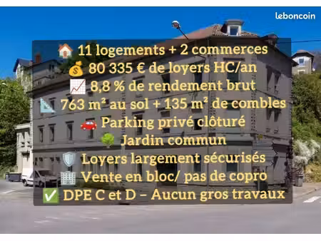 immeuble de rapport – 11 logements + 2 commerces – 80 335 hc/an – 8 8 % brut