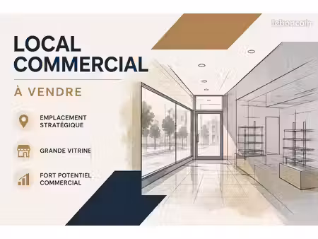 local commercial 56 m² – axe passant – stationnement facile – 70 000