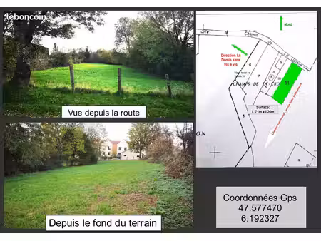 beau terrain à bâtir 31e/m2 1570m2 9mn de vesoul