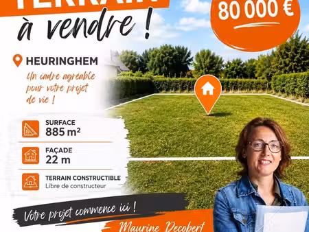 terrain 885 m² heuringhem
