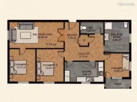 appartement t4 lumineux 77m² avec 3 chambres : neuville-lès-dieppe proche des axes