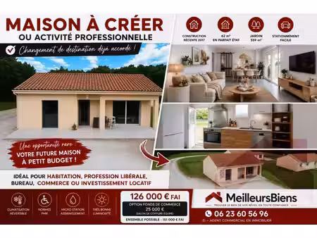 maison et/ou local professionnel – construction récente avec jardin – douville