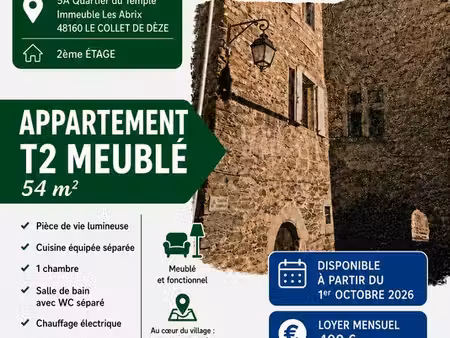 logement t2 meublé de 54 m² à louer - immeuble les abrix